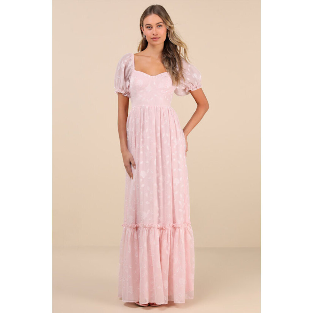 Lulus Phenomenal Sweetness Pink Floral Burnout Bustier Maxi Dress - Size L